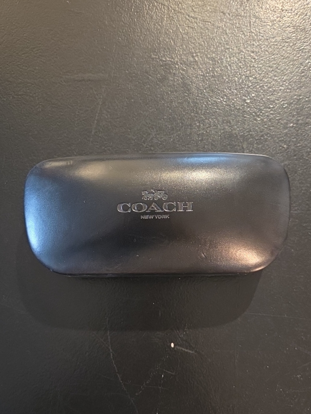 Coach Black Leather Sunglasses Case with Logo